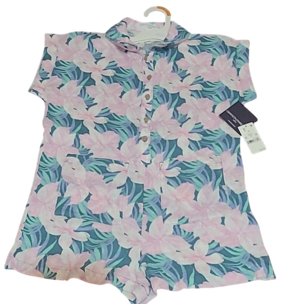 Grayson/Threads Size 5/6 Floral Print Romper Short Sleeve,Buttons Pockets Comfy